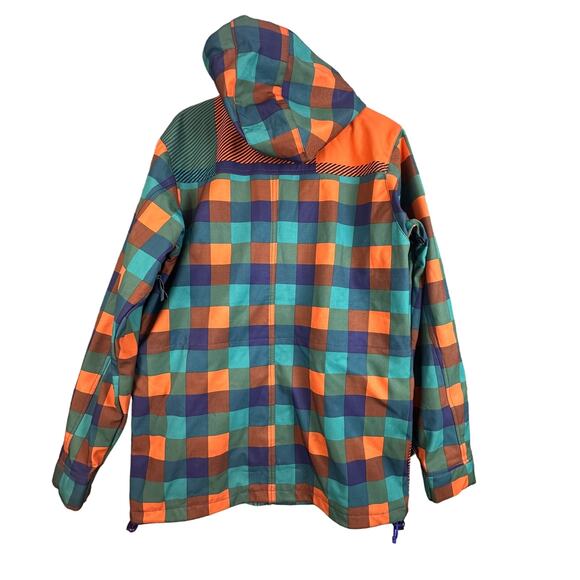 Neff Men's Rad Plaid Softshell Jacket S Orange Teal Purple Parka Snowboard Coat - Picture 4 of 16